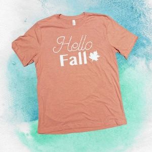 Hello Fall with Leaf Design Tee TShirt